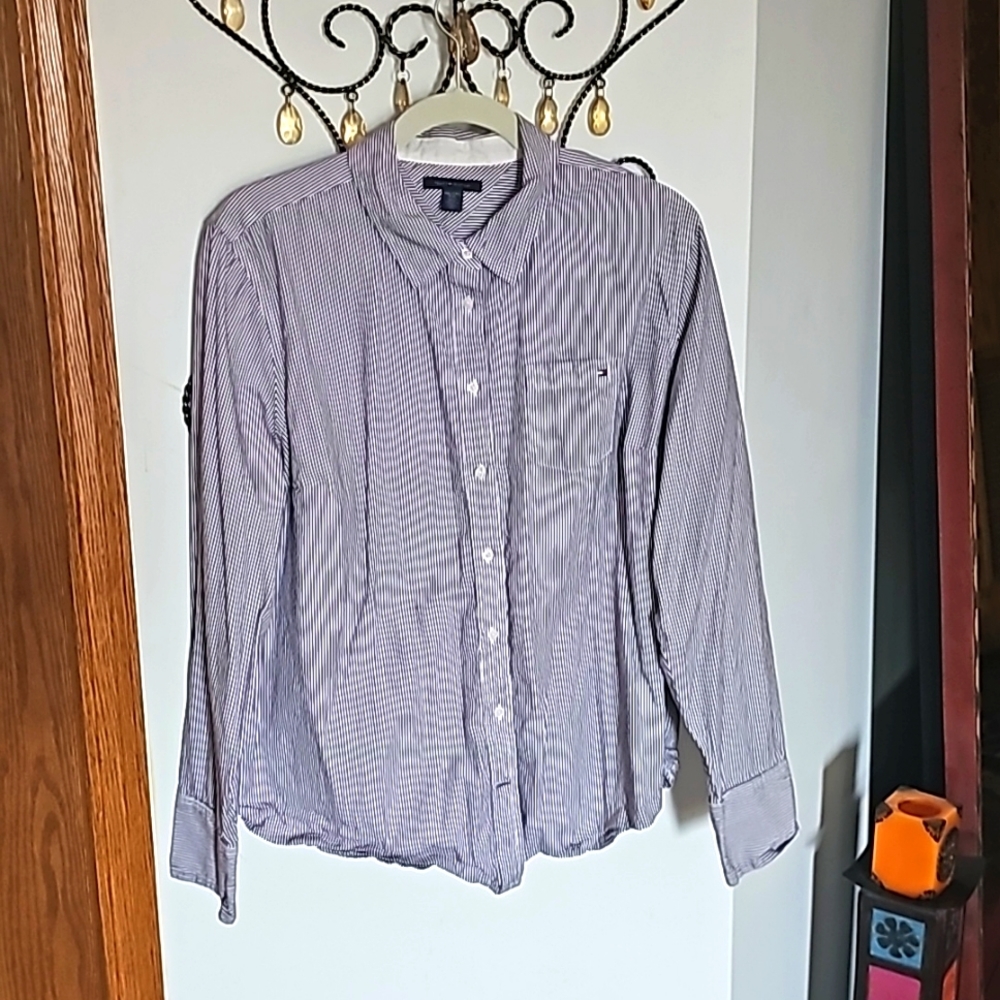 Tommy Hilfiger Pinstripe Dress Shirt (XXL)